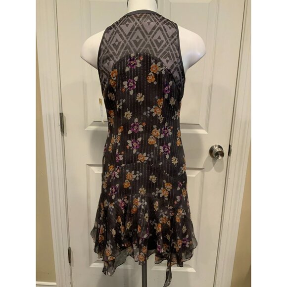 Rebecca Taylor Gray & Multicolor Floral & Geometric Patterned Dress, Size 0 (US) - Picture 7 of 9